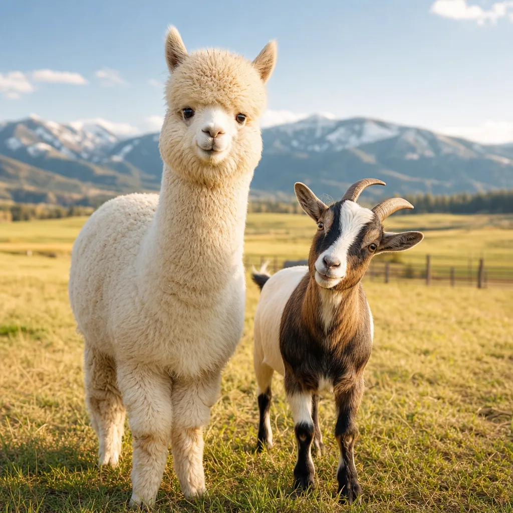 Alpaca and goat at Thrive Ranch