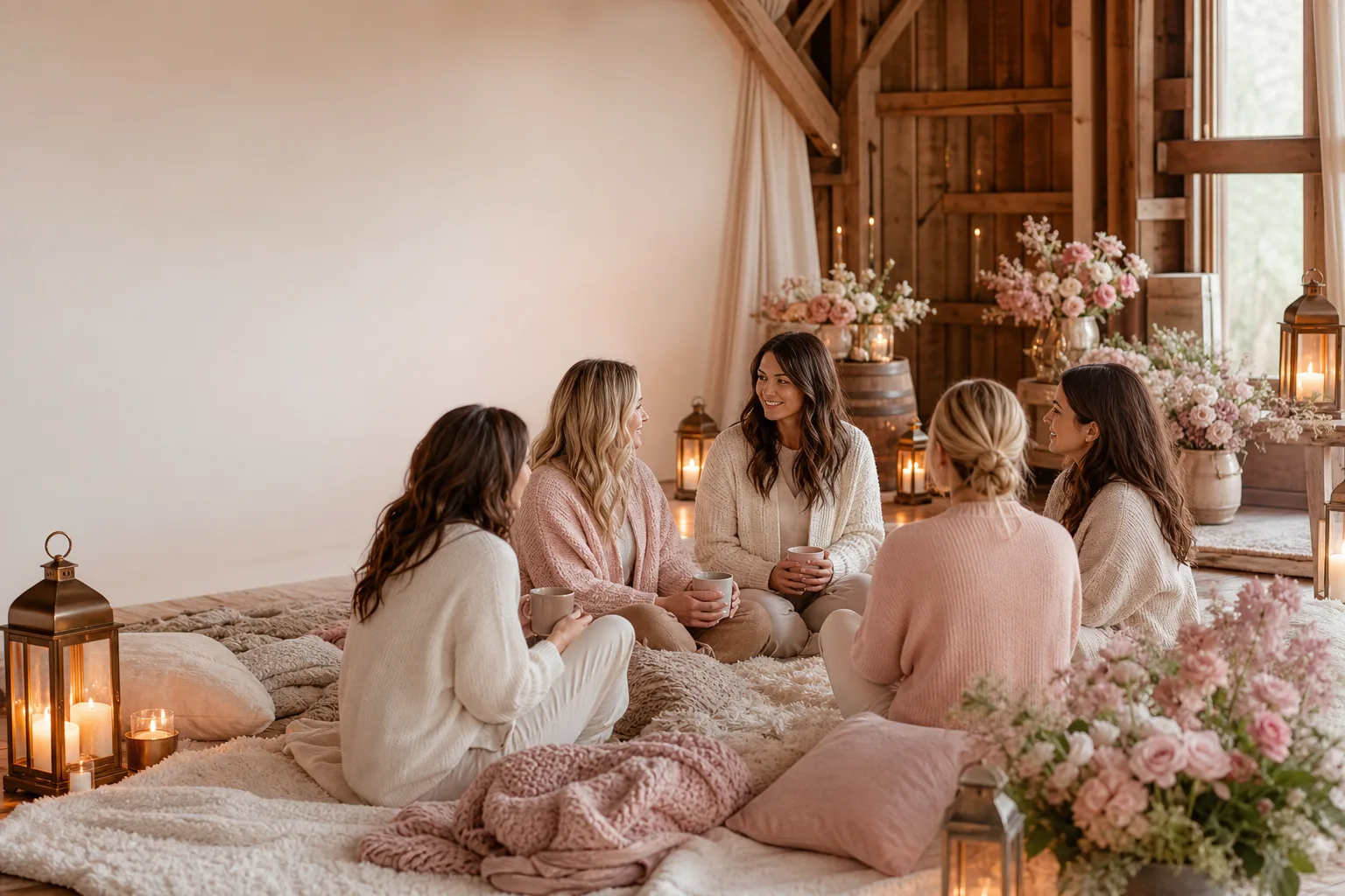 Women's retreat circle in the barn